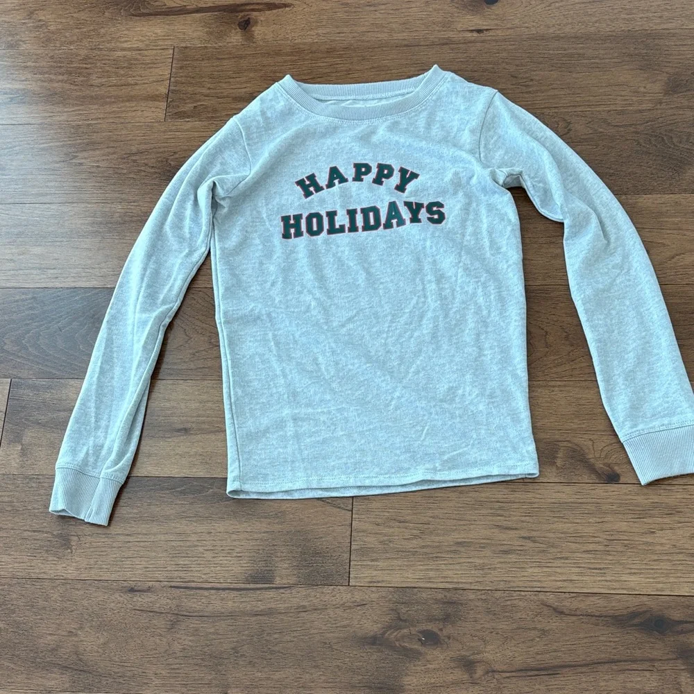 Kids Gray Holiday Sweatshirt with Plaid Pants Size 12
